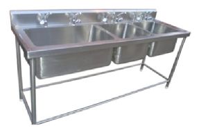 Stainless Steel Three Sink Table