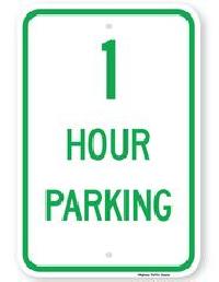 1 Hour Parking Sign