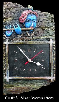 Terracotta Krishna Wall Clock