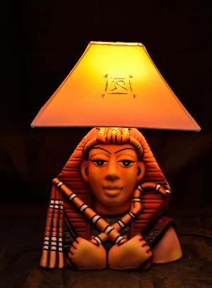 RURALSHADES Terracotta Hand Painted Egyptian Mummy Table Lamp Handicraft
