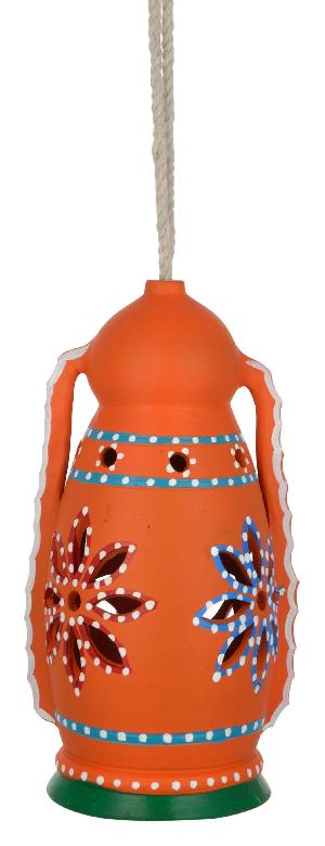 RURALSHADES Terracotta Hand Painted Hanging Lantern Lamp