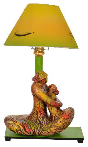RURALSHADES Terracotta Hand Painted Hugging Couple Table Lamp Handicraft