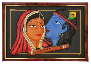 RURALSHADES Terracotta Radha Krishna Religious Frame