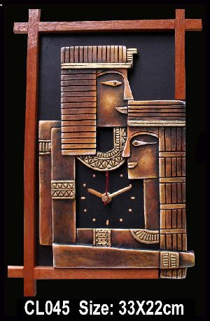 Terracotta Designer Wall Clock Egyptian Design