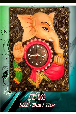 Terracotta Ganesha Decorative Wall Clock