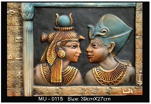 Terracotta Sculpted Egyptian Couple 3D Frame