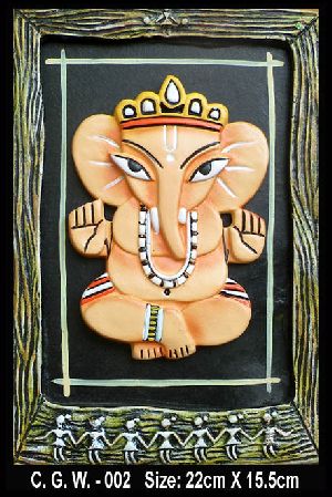 Terracotta Sculpted Ganesha 3d Frame