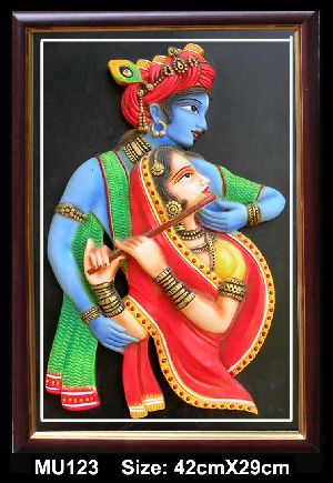 Terracotta Sculpted Radha Krishna Frame