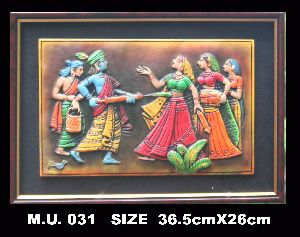 Terracotta Sculpted Radha Krishna Holi 3d Frame