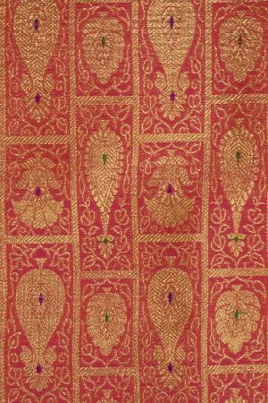Red or Rani Mina Than katan Silk Fabric