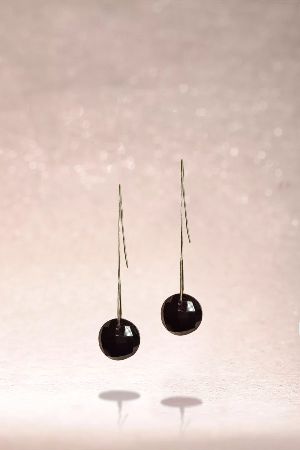 Silver Plated Black Onyx Stone Earrings