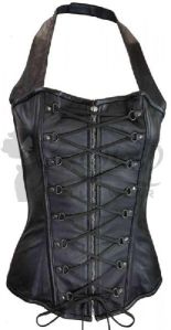 LEATHER LADIES HALTER TOP CORSET