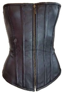 LEATHER LADIES ZIP FRON CORSET