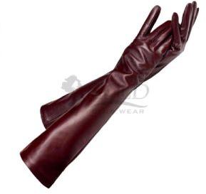 Real Lambskin Sheepskin Leather Elbow Winter Fashion Gloves