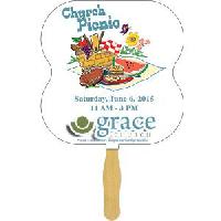 HOUR GLASS GLUED HAND FAN WITH FOUR COLOR PROCESS IMPRINT