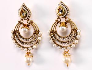 Artificial Gold Pearl Earrings