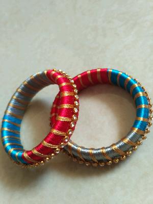 Multi color silk thread bangle