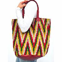 Multicolor Maroon Ikat Tote Bag