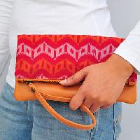 Pink Tan Ikat iPad Sleeve cum Fold Clutch