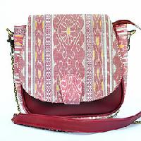 White Maroon Ikat Sling Bag