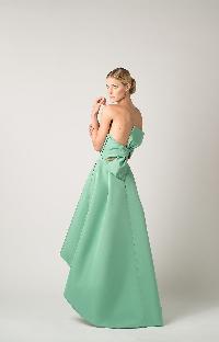 Silk Faille Twisted Bow Back High Low Gown