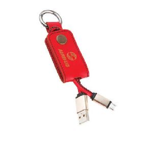 Leather Keychain with Data Cable