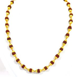 Golden Cap Beads Rudraksha Mala