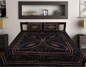 Kraft Sutra Barmeri block print cotton Blue king size bed cover