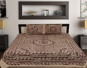 Kraft Sutra Cotton Barmeri Block print bed cover