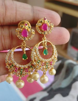 designer jewellery matt finish stone studded earrings