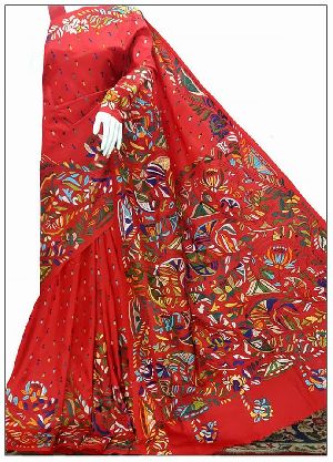 kantha work on bangalori silk sarees with blouse piece