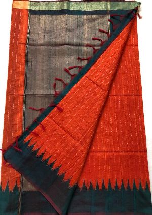 pure handloom kadhi silk sarees with plain blouse
