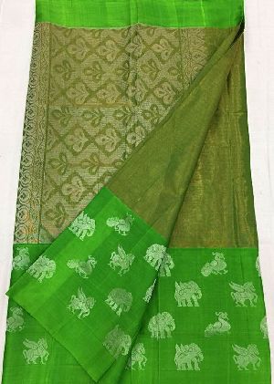 Pure Kanjivaram Tissue Silk Sarees with Running Blouse