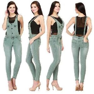 Ladies Pre Ripped Cotton Dungaree