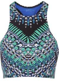 Printed Stretch Multi-colored Cutout Sports Bra