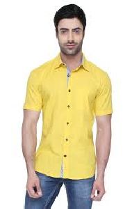 Yellow Half Sleeve Cotton Shirts