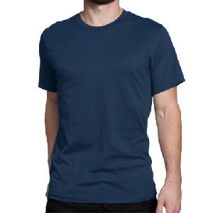 Mens Navy Blue Round Neck Plain T-Shirts