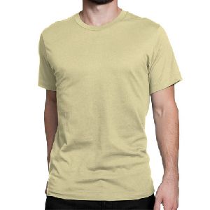 Mens Sand Color Round Neck Plain T-Shirts