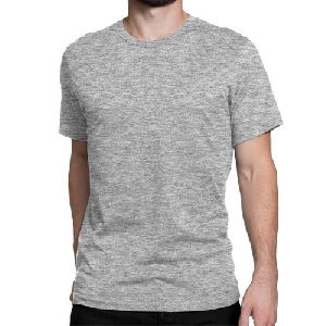 Mens Grey Round Neck Plain T-Shirts