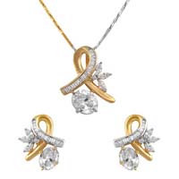 Penny Jewels Americon Diamond White Pendant Set