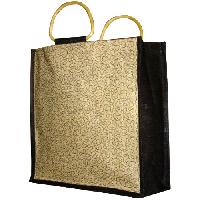 natural jute bag with dyed black gusset