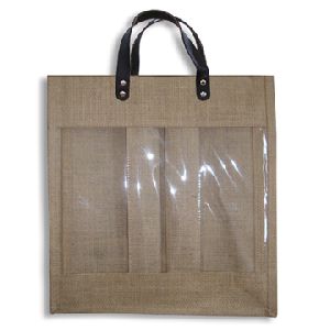 Natural PVC jute bag with rexine handle
