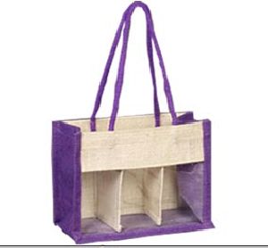Violet Jute PVC Bag