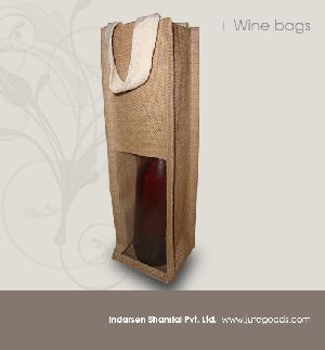 Handmakers Natural Jute Wine Bottle Bag for 3 Bottles Pack of 2