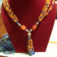 Carnelian and Lapis gemstone natural stone Necklace
