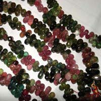 multi tourmaline faceted teardrops gemstone beads