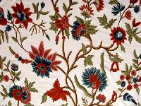 Red  Crewel Curtain Fabric