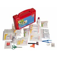 FIRST AID PET CARE KIT - PLASTIC BOX  - RED - 67 COMPONENTS - SJF PK