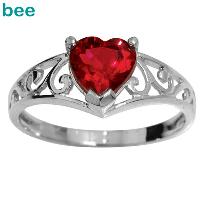 White Gold Heart Ruby Ring