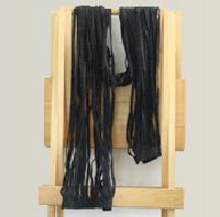 Black Embroidered Scarf with Fringes